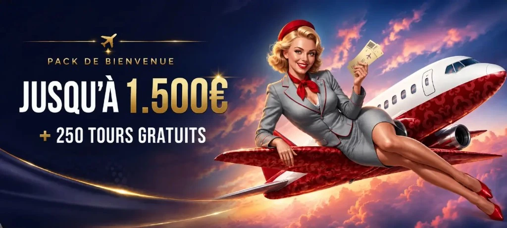 Pack de bienvenue WinAirlines Casino : jusqu'à 1 500 € + 250 tours gratuits